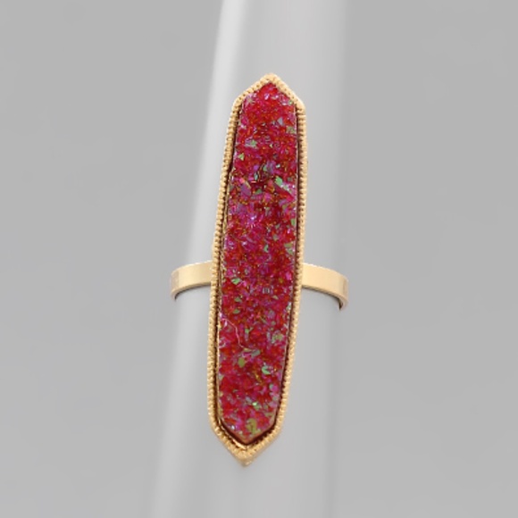 Druzy Bar Cuff Ring - Picture 1 of 2